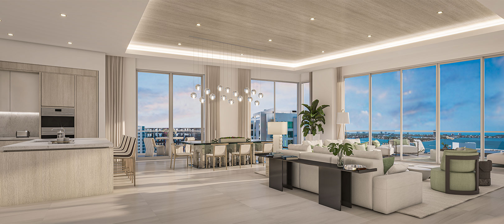 Estate and Penthouse F Great room rendering at Sarasota Bat