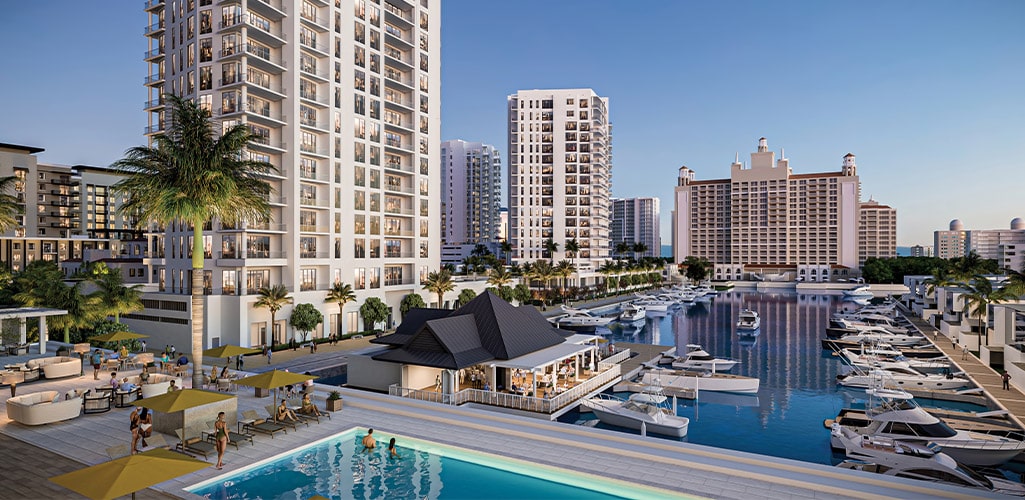 Pool overlooking harbor